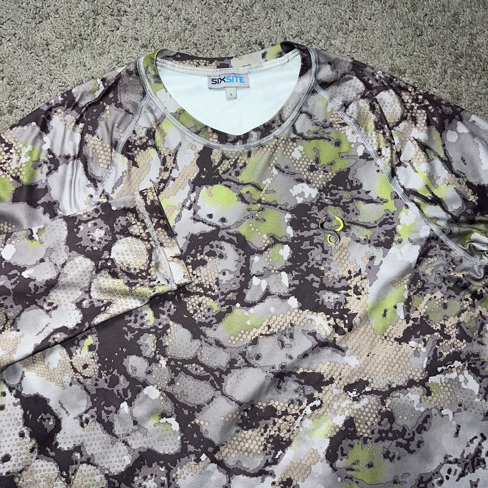 Sixsite Shirt Mens Size Large Long Sleeve Performance Camo Hunting Fishing